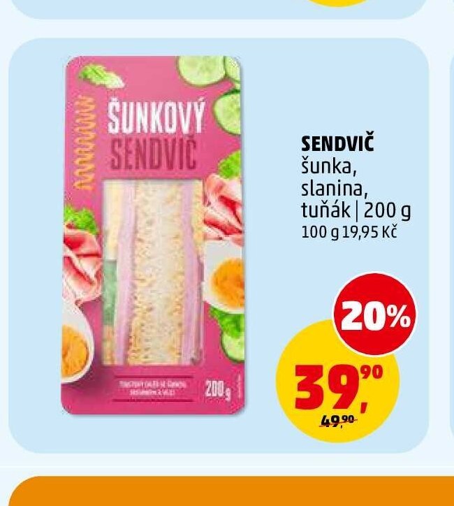 SENDVIČ šunka, slanina, tuňák | 200 g
