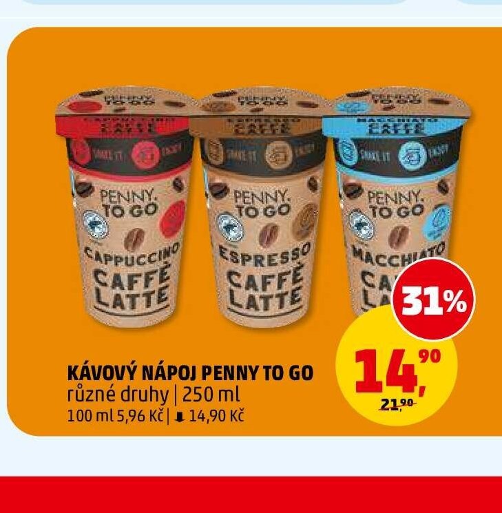 KÁVOVÝ NÁPOJ PENNY TO GO různé druhy | 250 ml