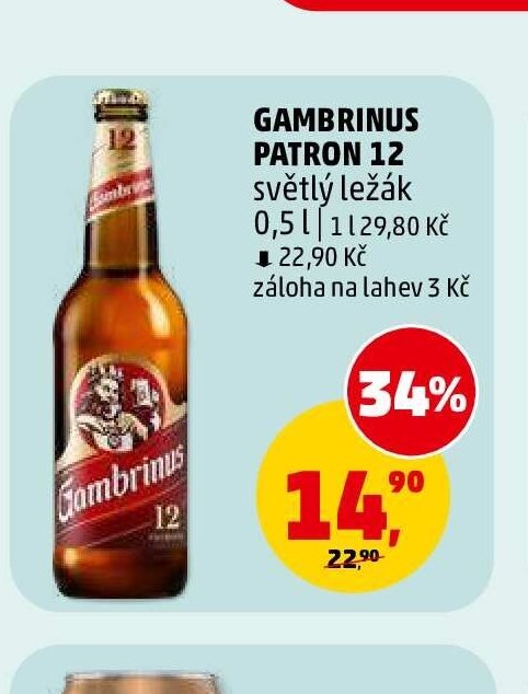Gambrinus Patron 12 světlý ležák 0,5 l