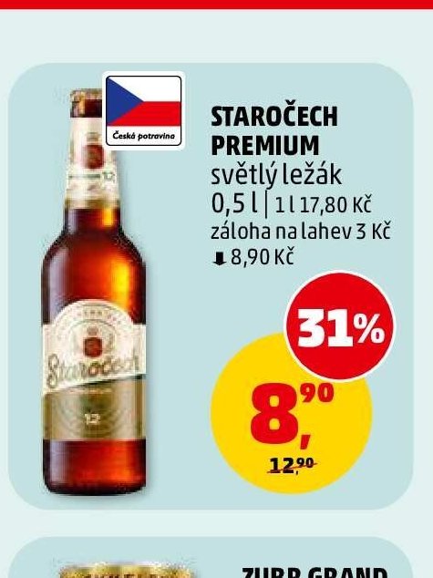 Staročech Premium světlý ležák 0,5 l