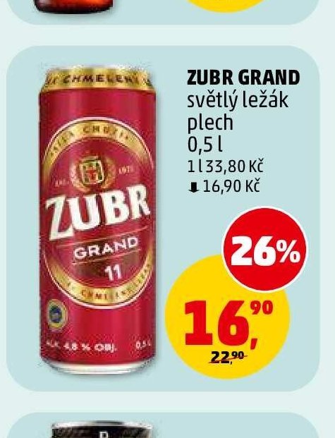 Zubr Grand světlý ležák 0,5 l