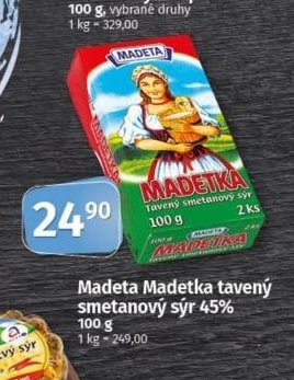 Madeta Madetka tavený smetanový sýr 45%