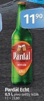 Pivo světlý ležák 11° Echt Pardál