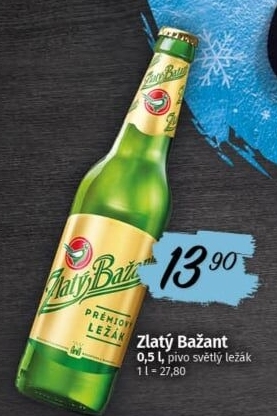 Pivo světlý ležák 12° Zlatý Bažant