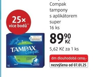 Tampax Compak tampony s aplikátorem super 16 ks