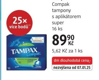 Tampax Compak tampony s aplikátorem super 16 ks