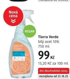 Čistič bílý ocet Tierra Verde - dm drogerie akcniletaky.com