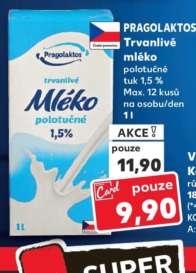 Pragolaktos trvanlivé mléko polotučné 1 l