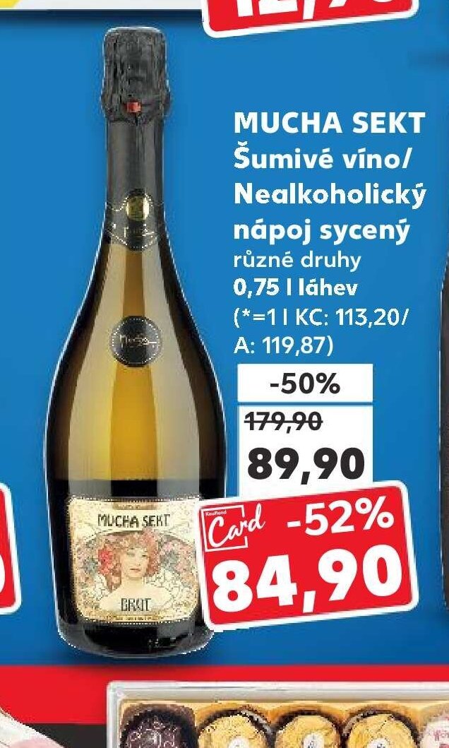 Mucha Sekt šumivé víno/nealkoholický nápoj sycený 0,75 l