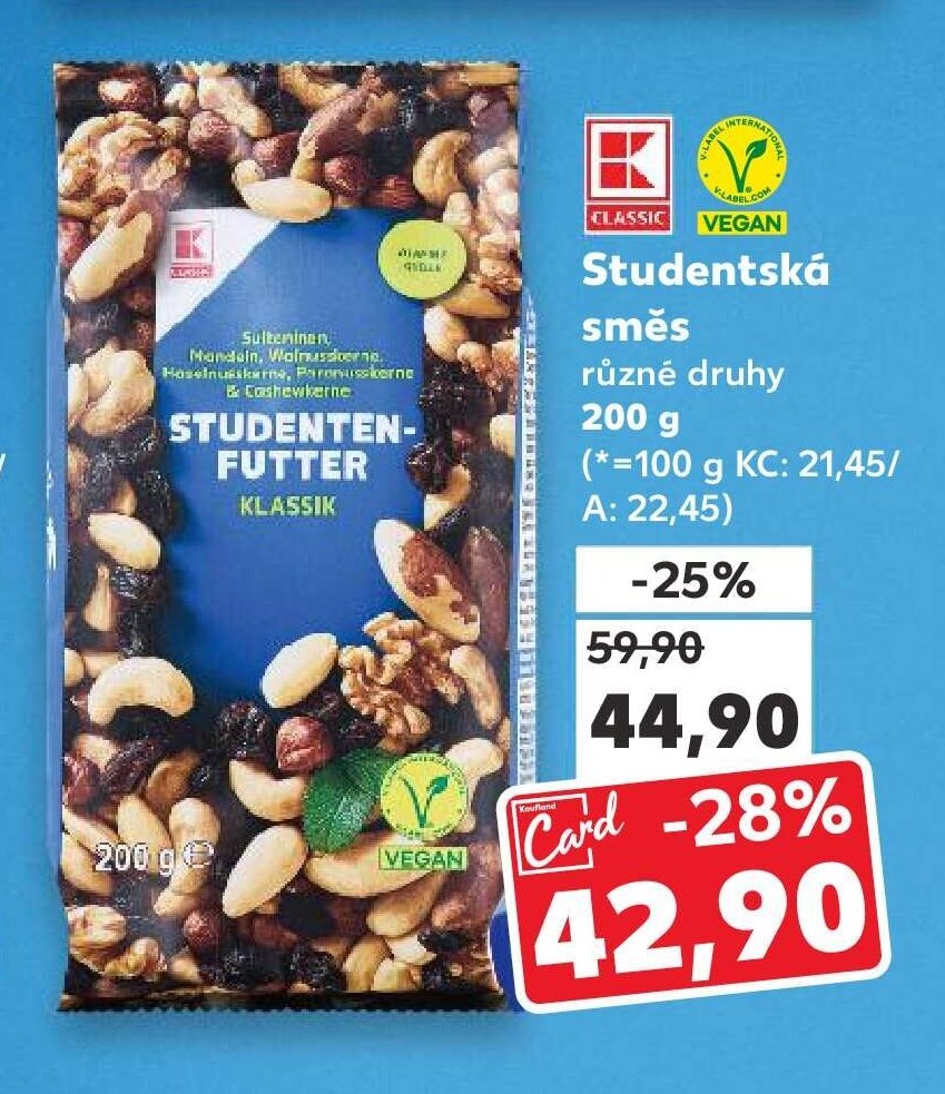 Studentská směs různé druhy