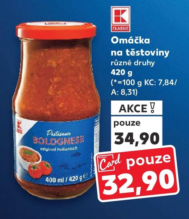 Omáčka na těstoviny různé druhy