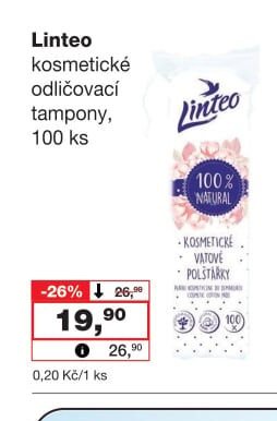 Linteo kosmetické odličovací tampony, 100 ks