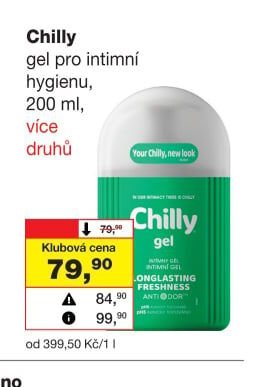 Chilly gel pro intimní hygienu, 200 ml, více druhů