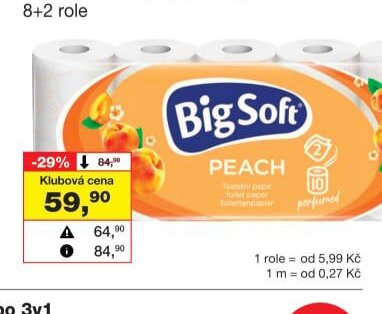 Big Soft 2vrstvý toaletní papír, 22 m, 8+2 role