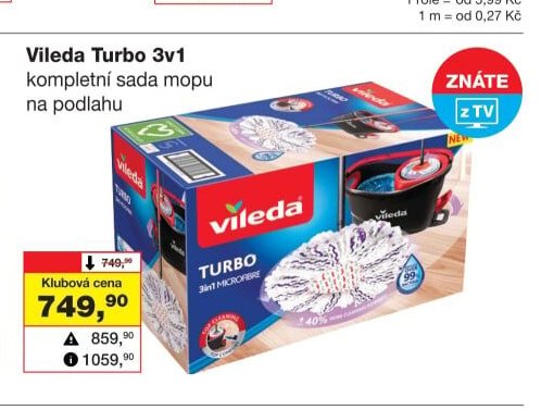 Vileda Turbo 3v1 kompletní sada mopu na podlahu