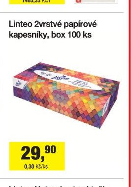 Linteo 2vrstvé papírové kapesníky, box 100 ks