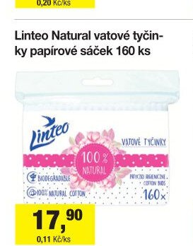 Linteo Natural vatové tyčinky papírové sáček 160 ks