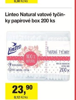 Linteo Natural vatové tyčinky papírové box 200 ks