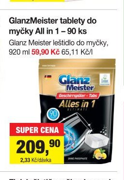 GlanzMeister tablety do myčky All in 1 – 90 ks - Šlak drogerie akcniletaky.com