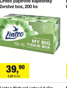 Papírové kapesníčky 2vrstvé Linteo - box