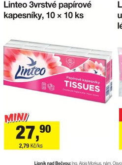 Papírové kapesníčky 3vrstvé Linteo