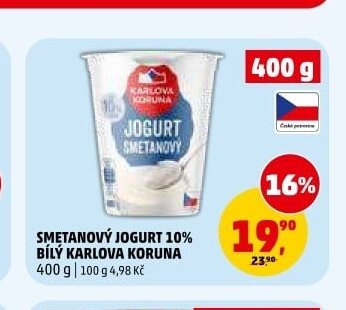 SMETANOVÝ JOGURT 10% BÍLÝ KARLOVA KORUNA