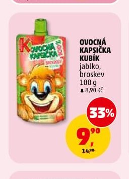 OVOCNÁ KAPSIČKA KUBÍK jablko, broskev 100 g