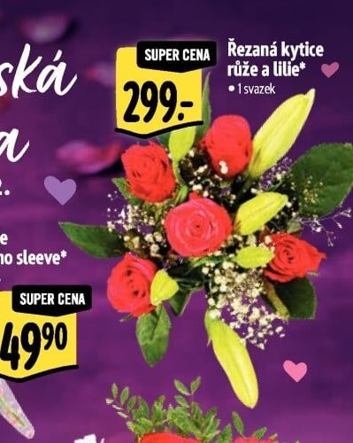 Řezaná kytice růže a lilie
