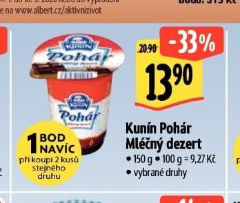 Kunín Pohár Mléčný dezert