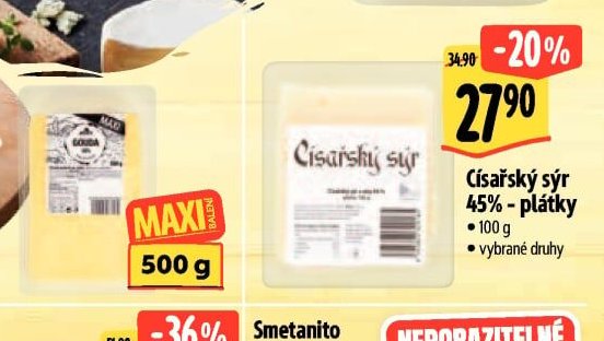 Císařský sýr 45% - plátky
