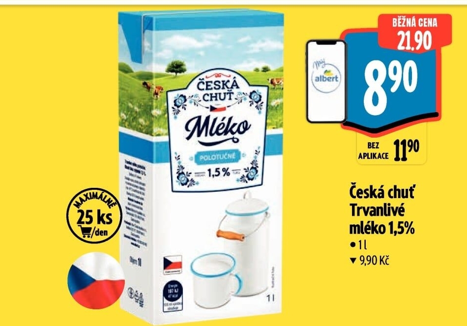 Mléko trvanlivé Česká chuť - 1,5% polotučné