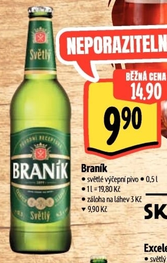 Pivo světlé výčepní 10° Braník
