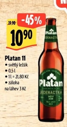 Pivo světlý ležák 11° Platan