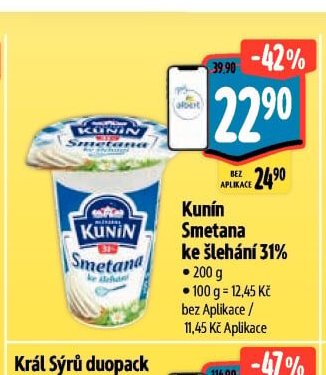 Kunín Smetana ke šlehání 31%
