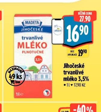 Jihočeské trvanlivé mléko 3,5%