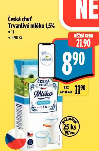 Mléko trvanlivé Česká chuť - 1,5% polotučné