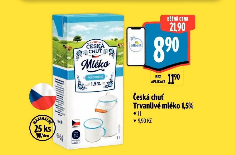 Mléko trvanlivé Česká chuť - 1,5% polotučné