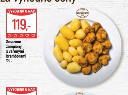 Smažené žampiony s vařenými bramborami