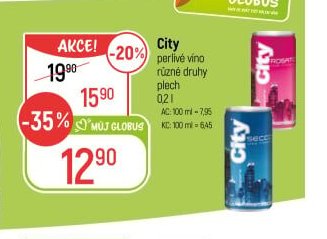 City perlivé víno plech