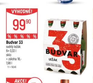 Budvar 33 světlý ležák