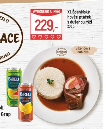 XL Španělský hovězí ptáček s dušenou rýží