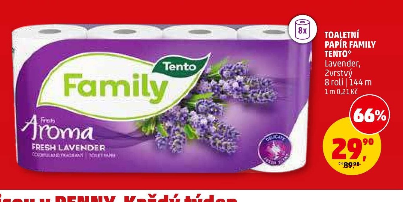 TOALETNÍ PAPÍR FAMILY TENTO Lavender, 2vrstvý 8 rolí - Penny Market akcniletaky.com