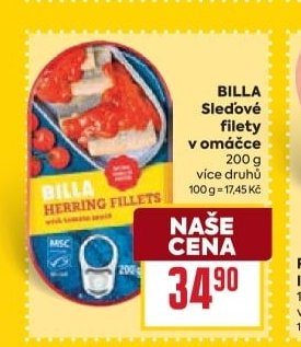 BILLA Sledové filety v omáčce