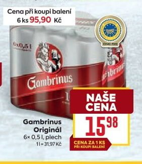 Gambrinus Originál 6x 0,5 l, plech