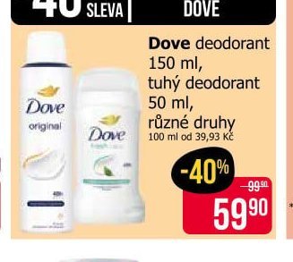 Dove deodorant 150 ml, tuhý deodorant 50 ml
