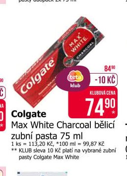 Colgate Max White Charcoal bělicí zubní pasta 75 ml