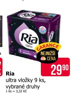 Ria ultra vložky 9 ks, vybrané druhy