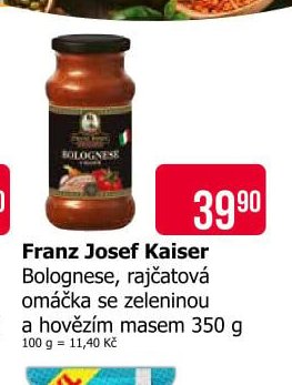 Franz Josef Kaiser Bolognese, rajčatová omáčka ze zeleninou a hovězím masem 350 g
