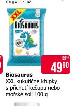 Biosaurus XXL kukuřičné křupky s příchutí kečupu nebo mořské soli 100 g