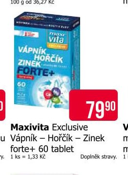 Maxivita Exclusive Vápník – Hořčík – Zinek forte+ 60 tablet